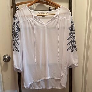Roper Wear The West: White Blouse with Western Black Embroidery, With Tank Top